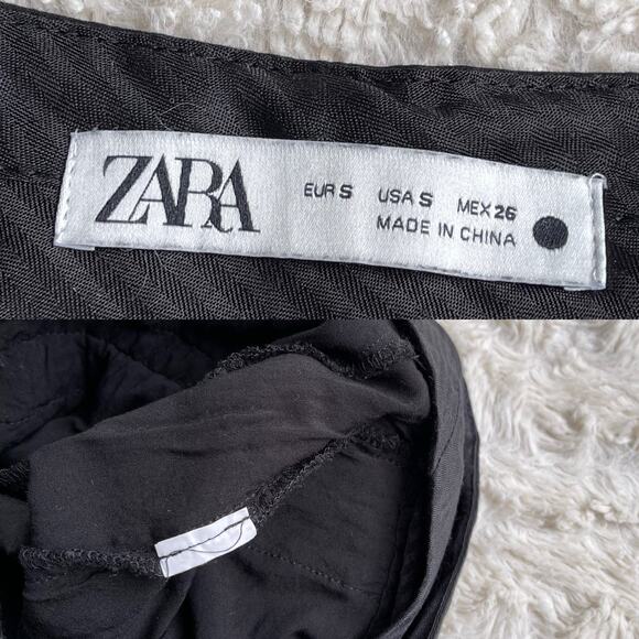 SOLD Zara eyelet lace high rise waist trouser pants cropped ankle trousers black - Picture 3 of 17